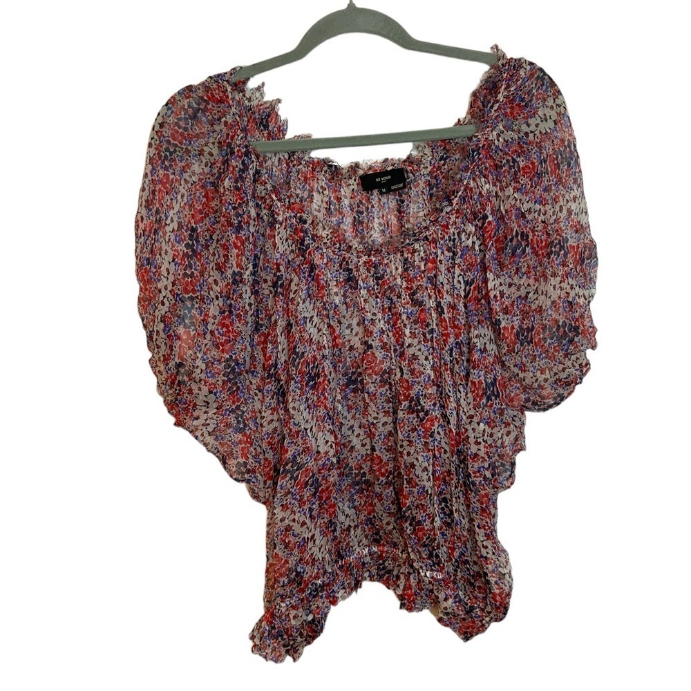 Et Vous Paris Floral Silk Sheer Blouse